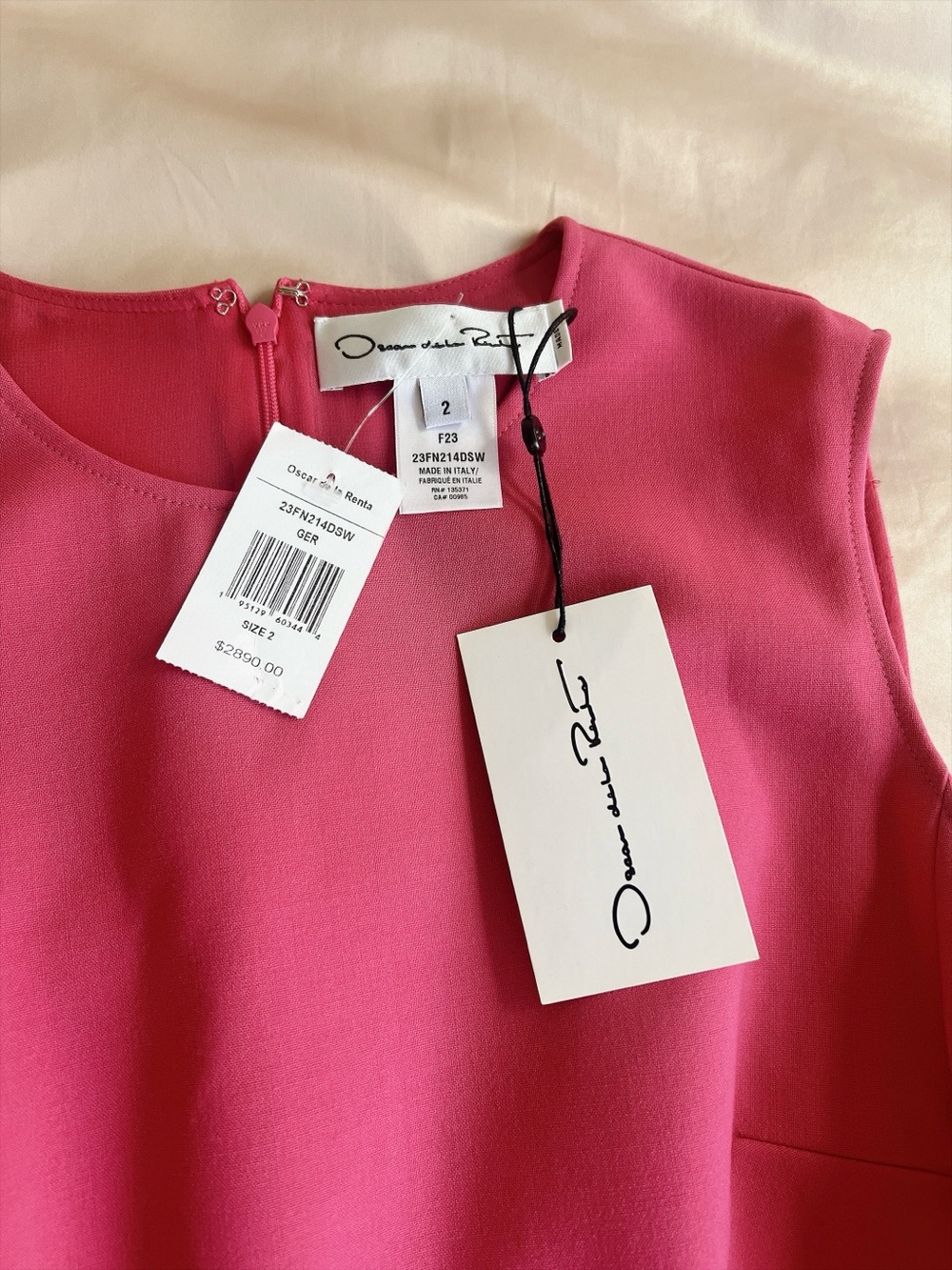 Oscar de la Renta Pink Sleeveless Belted Pleated Wool Midi Dress - Picture 4 of 11